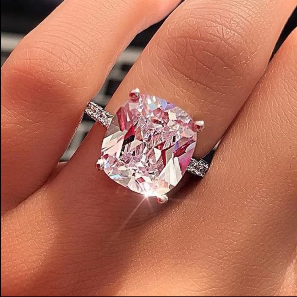 New 925 Sterling Silver Square Cut Diamond Ring - Picture 3 of 4